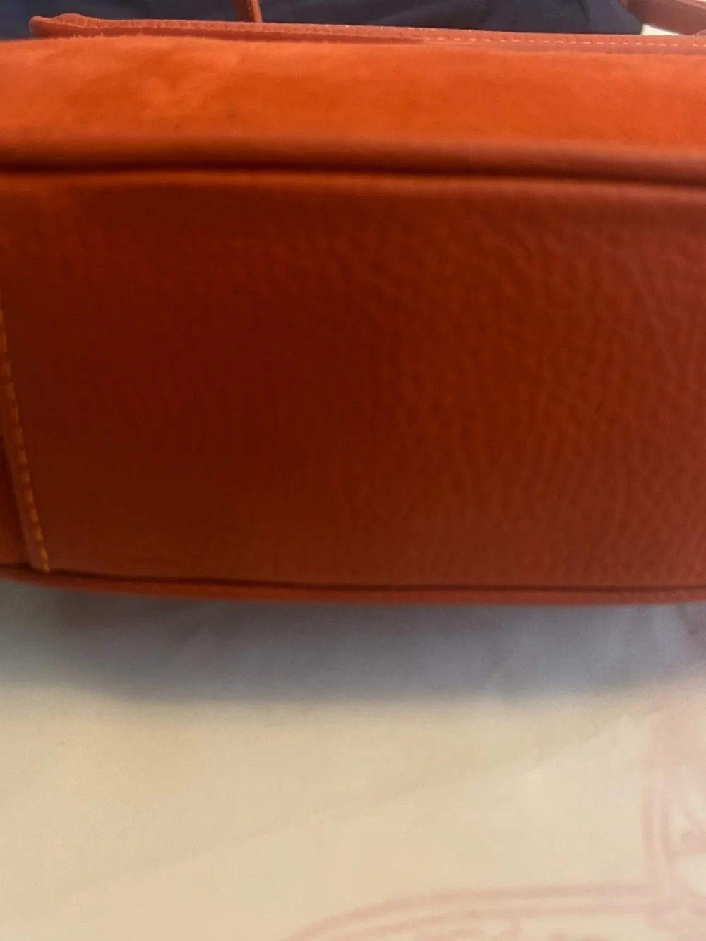 Fairfax & Favor Sunset Orange Saddle Crossbody Bag with Gold Accent - Picture 7 of 8
